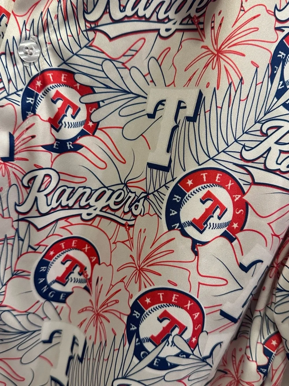Texas Rangers Hawaiian Button Down Shirt - M - Picture 2 of 5